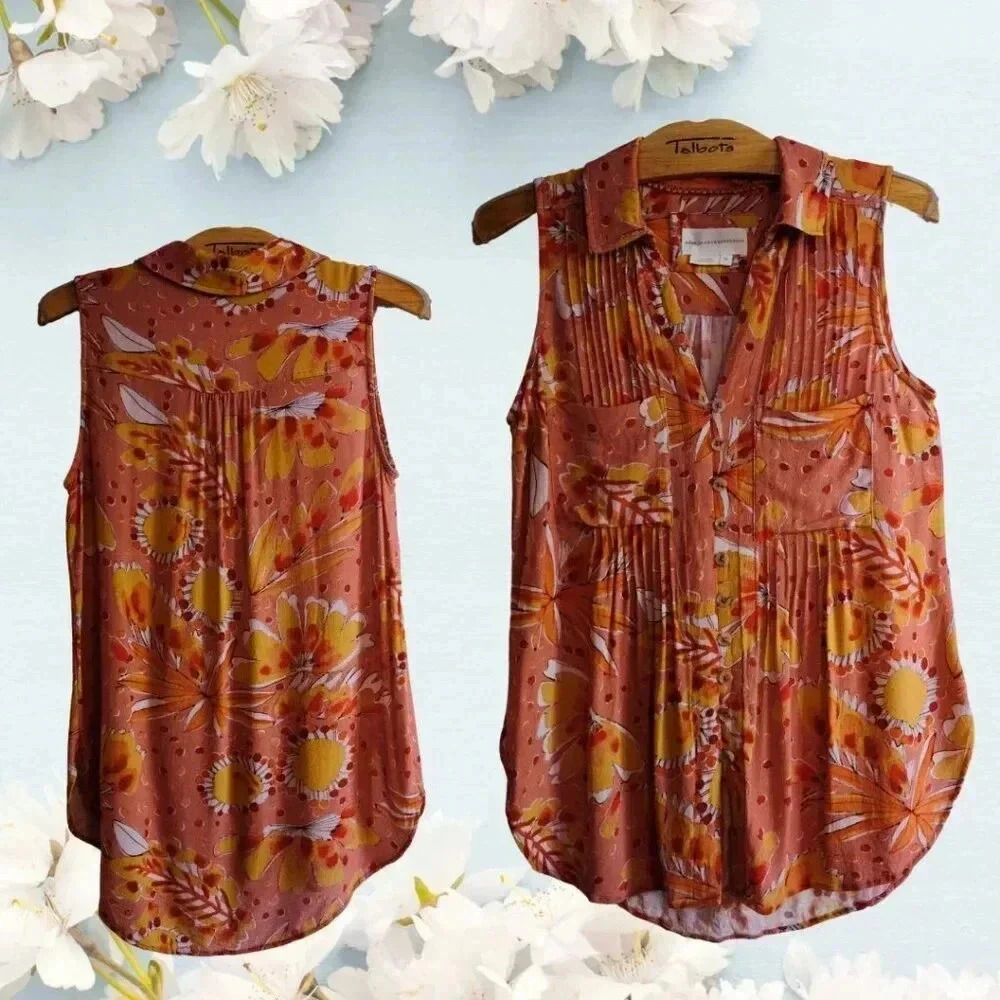 Vera for Anthropologie Floral Buttondown Tank Size XS